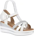Produktbild: VAN HILL Damen Plateau Sandaletten Glitzer Keilabsatz Plateau-Schuhe 840958, Farbe: Weiß, Größe: 39