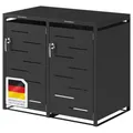 Produktbild: STEELSØN Diorus Mülltonnenbox 2er 120L abschließbar – Hochwertige Mülltonnenverkleidung für 2 Tonnen – Müllbox Stahl – Müllcontainer Schwarz - Mülltonnen Box wetterfest – Gerätebox mit Schloss