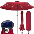 Produktbild: Kingsleeve Sonnenschirm LED Beleuchtung UV Schutz 80+ Schhutzhülle Solar Kurbel 330cm wasserabweisend rot