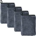 Produktbild: Erwin Müller Microfaser-Handschuh 4er-Pack mit 2-Seiten-Funktion grau Größe 15x20 cm - langlebig, trocknet streifenfrei, fusselt nicht