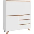 Produktbild: Mid.you Sekretär, Weiß, Sonoma Eiche, Holzwerkstoff, furniert, 3 Schubladen, eckig, 120x127x38 cm, FSC Mix, Kabeldurchlass, klappbar, Stauraum, Arbeitszimmer, Schreibtische, Sekretäre