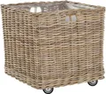 Produktbild: Krines Home Allzweckkorb Pflanzkorb groß Rattan Rollkorb Rattankorb Grau Natur Quadratisch, mit Rollen