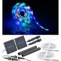 Produktbild: Lunartec 2er-Set Solar-LED-Streifen, 90 LEDs in Pink, Grün & Blau, 3m, IP65