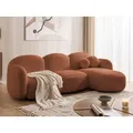 Produktbild: Nuvola - Moderne Ecksofa L-Form aus Terrakotta Bouclé-Stoff mit abgerundetem Design und hohem Sitzkomfort - Orange