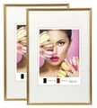 Produktbild: IDEAL TREND 2er 3er 5er Pack Photo Style Set Bilderrahmen Wanddeko Collage Poster Kunststoff Rahmen: Farbe: 2er Pack Gold | Format: 15x20