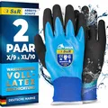 Produktbild: S&R Arbeitshandschuhe mit Latexbeschichtung | Wasserdicht | Abriebfeste Schutzhandschuhe für Handwerk, Gartenarbeit & Mechaniker, Größe 9 & 10, Reißfestes Polyestergewebe mit Grip für Nässe