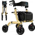 Produktbild: Safe Age Rollator faltbar und leicht mit Sitz - Gehhilfe für Senioren, Rollator für die Wohnung Indoor & Outdoor - mit Rückenlehne und Gehstockhalter