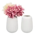 Produktbild: Relaxdays Vasen Set, 2 Blumenvasen, HxD: 15 x 10 cm, Frisch- & Trockenblumen, Dekovase aus Keramik, Tischdeko, weiß