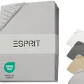 Produktbild: Esprit Spannbettlaken 90x200cm Baumwolle Jersey bis Bettlaken 120x200cm grau - Spannbetttuch 100x200 für Boxspringbett & Kinder in Hotelqualität & bis 30 cm hohe Matratzen - atmungsaktiv & ÖkoTex
