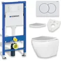Produktbild: BADLAND WC Set: Geberit Duofix Basic UP 100 Vorwandelement inkl. Wand-WC Desna Weiß, Betätigungsplatte Delta01 Weiß, Slim WC-Sitz mit Soft-close...