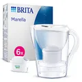 Produktbild: Brita Marella Wasserfilterkanne Weiß 2,4L - Inklusive 6 MAXTRA PRO Filter - Passt in Kühlschranktür