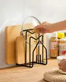 Produktbild: LINFIDITE Metall Schneidebrett-Rack,Schneidebrett-Organiser Ständer Halter Topfpfannendeckel-Halter für Küchenarbeitsplatte, 12.5x14.5x21.5cm, Schwarz