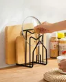 Produktbild: Schneidebretthalter Küche Organizer Metall Schwarz Topfdeckelhalter 21,5 cm
