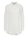 Produktbild: ONLY Damen Lange Oversized Hemd Bluse Langarm Classic Tunika Oberteil mit Schlitzen ONLTHYRA, Farben:Weiß, Größe:S