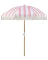 Produktbild: Sonnenschirm mit Volant Regenschutz Holzmast rosa rund  150 cm Boho Mondello