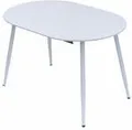 Produktbild: Esstisch Rodrigo ausziehbar 120-150-180 x 80 cm 4-10 Personen Ovaler Küchentisch mit Metallgestell für Küche, Esszimmer Holz Optik,Farbe:Weiß