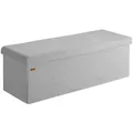 Produktbild: Casaria® Sitzbank mit Stauraum Grau Cord inkl. 2 Boxen Faltbar Sitzbank 300kg Belastbar 114x38cm Truhe für Wohnzimmer Schlafzimmer Flur Truhenbank Bank