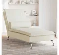 Produktbild: vidaXL Chaiselongue, Massage-Chaiselongue mit Nackenrolle Creme Samt
