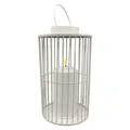 Produktbild: Laterne Metall weiß matt für Außen mit LED Kerze warmweiß 6/18h Timer 15x26cm
