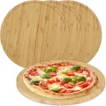 Produktbild: Relaxdays Pizzateller, 4er Set, Bambus, Ø 32 Cm, Servierbrett Für Pizza, Flammkuchen, Käse, Rundes Pizzabrett, Natur