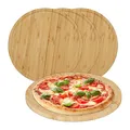 Produktbild: Relaxdays Pizzateller, 4er Set, Bambus, Ø 32 cm, Servierbrett für Pizza, Flammkuchen, Käse, rundes Pizzabrett, natur