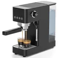 Produktbild: AMZCHEF Siebträgermaschine, 20 Bar Kompakte Espressomaschine,1350W, LED-Touchdisplay, 1,5L Wassertank, Edelstahl-Dampfstab, manuellem Milchaufschäumer für Espresso, Cappuccino & Latte,schwarz