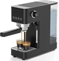 Produktbild: Siebträgermaschine 20 Bar 1350W 1,5L Wassertank Edelstahl Dampfstab Schwarz