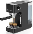 Produktbild: Siebträgermaschine 20 Bar kompakte Espressomaschine 1350W 1,5L Edelstahl schwarz