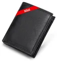 Produktbild: FOMAX Mini Herren Geldbörse aus echtem Leder mit RFID Schutz, 11 Kartenfächer, Klein & Kompakt, Hochformat, Schwarz