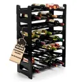 Produktbild: BigDean Flaschenregal stapelbar für 48 Flaschen Weinregal aus Kunststoff Schwarz Getränkeregal Flaschen Regalsystem für Glas- & PET bis 1,5 Liter