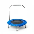 Produktbild: Relaxdays Trampolin mit Haltestange, Ø 102 cm, faltbares Minitrampolin bis 120 kg, Fitnesstrampolin Indoor, blau