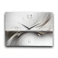 Produktbild: Kreative Feder Designer-Wanduhr aus Stein (Keramik) Größe ca. 35x25cm mit flüsterleisem Uhrwerk Abstrakt (Silver Line, leises Funkuhrwerk)