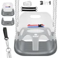 Produktbild: KIDIZ® Babyschaukel Kinderschaukel 3 in 1 Babysitz verstellbar Mitwachsend Schaukelsitz Gartenschaukel für Baby Kinder mit Rückenlehne und Anschnallgurt belastbar bis 100kg Indoor Outdoor