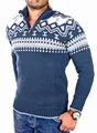 Produktbild: Reslad Herren Strickpullover Crewneck Zipper Norweger Pullover RS-3110 Blau S