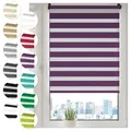 Produktbild: Doppelrollo Klemmfix ohne Bohren 35cm x 100cm Lila Duo Rollo Klemmrollo Sonnenschutzrollo Fensterrollo für Fenster & Türen Zebrarollo Seitenzugrollo