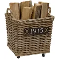 Produktbild: Van der Leeden Kaminholzkorb Feuerholzkorb Brennholz Rattan Rollen Handmade Groß / Klein (1 St), Feuerholzkorb, 35x35x40cm, Holzkorb, Handmade, Rattan