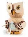 Produktbild: Miniatur Mini-Eule mit Strickzeug H=7,5cm NEU Holzfigur Holzminiatur Sammelfigur