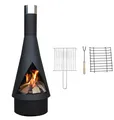 Produktbild: YERD Denver Gartenkamin Terrassen Ofen Feuer Stelle Tonne Grill 125cm Black Vers