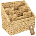 Produktbild: HMF Zeitungsständer, Zeitungskorb geflochten aus Wasserhyazinthe | 3 Fächer | 35 x 24 x 32 cm