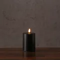 Produktbild: LED Kerze Deluxe Echtwachs realistische 3D Flamme H:10cm Batteriebetrieb schwarz
