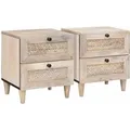 Produktbild: vidaXL Nachttisch 2 Stk Beige 40 x 33 x 46 cm Massives Mangoholz 4018115