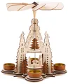 Produktbild: BRUBAKER Weihnachtspyramide Teelicht Holzpyramide 2 Etagen 29 cm Kathedralen