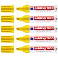 Produktbild: Edding Permanent-Marker, 500, Aluminiumgehäuse, Gelb, breite Spitze, abgeschrägt, 2-7 mm, 5 Stück