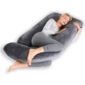 Produktbild: Freetoo Schwangerschaftskissen XXL, Stillkissen, J-förmiges Stillkissen, 280cm - Abnehmbarer Bezug - Seitenschläferkissen, Body Pillow, Körperki... - Grau