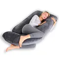 Produktbild: CALIYO Schwangerschaftskissen J Form,Stillkissen XXL-SeitenschläFerkissen mit Bezug,Pregnancy Pillow und Komfortkissen Erwachsene -Polsterung aus Baumwolle（Dunkelgrau,180×70cm）