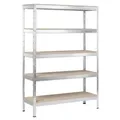 Produktbild: Stecksystem-Schwerlastregal L 5 Holzböden 1800x1300x450, verz.