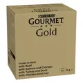 Produktbild: Gourmet Gold Feine Stücke in Sauce mit Rind, Huhn und Leber, Lachs und Huhn, Pute und Ente Nassfutter für Katzen (96x85 g) 96 x 85 g