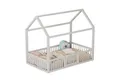 Produktbild: Flieks Massivholzbett, Kinderbett Einzelbett Hausbett mit Sicherheitsgitter 90x200cm