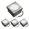 Produktbild: ledscom.de 4x LED Pflasterstein Bodeneinbauleuchte NEOLUM für außen, IP67, eckig, 10 x10cm, inkl. GX53 Leuchtmittel, 51lm, warmweiß