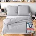 Produktbild: Wolkenfeld Bettwäsche 155x200 cm – Hellgrau - kuschlig weich & bügelfrei – ÖKO-TEX Zertifiziert – Mikrofaser Bettwäsche-Sets 1x Bettbezug 155 x 200 + 1x Kissenbezug 80x80